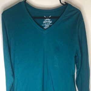 Torquoise V-Neck Long Sleeve